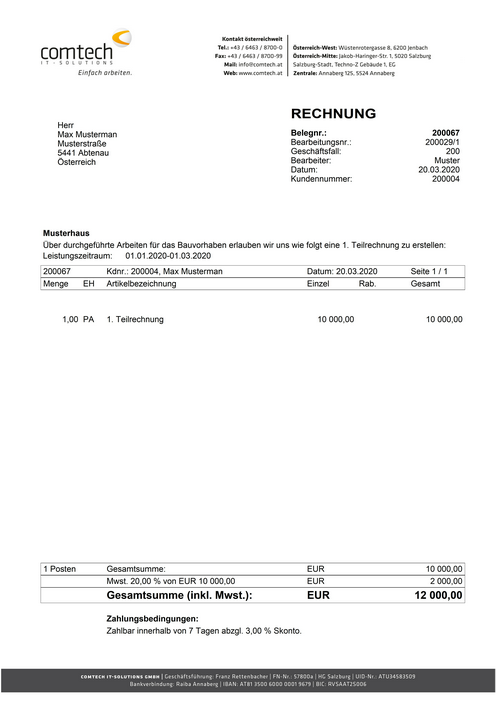 Rechnung Nr. 200067