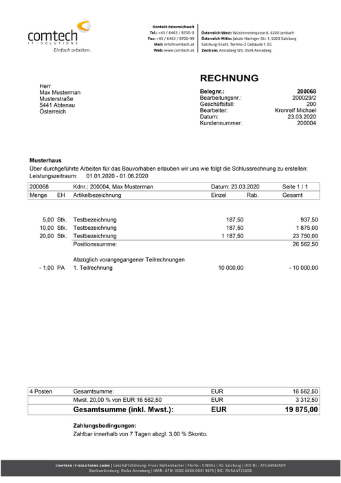 Rechnung Nr. 200068