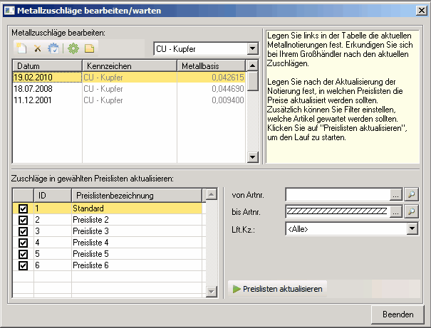 Metallzuschläge 2010-01